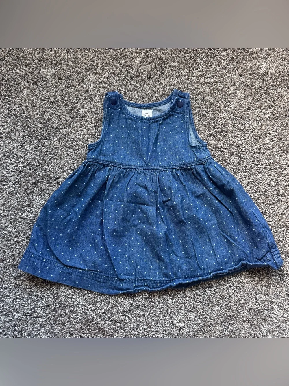GAP Blue Denim Polka Dot Sleeveless Dress